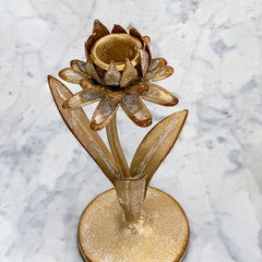 Distressed Floral Candlestick Pair
