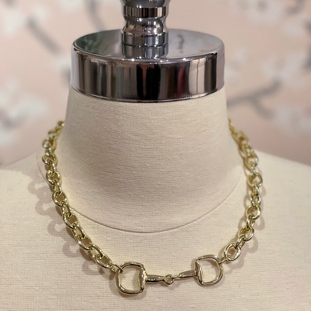 Horsebit Necklace in Gold — Short