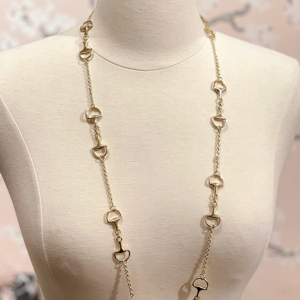Horsebit Necklace in Gold — Long