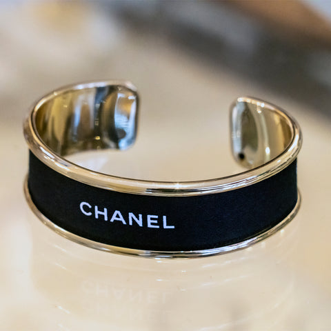 Designer Inspired Cuff Bracelet in Black & Gold