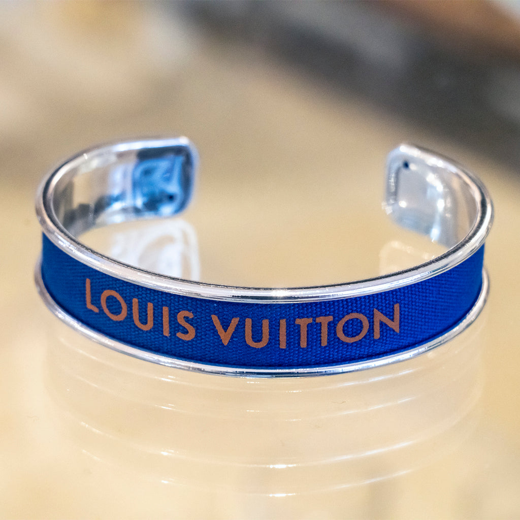 Designer Inspired Cuff Bracelet in Blue & Silver