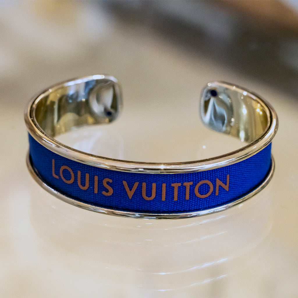 Designer Inspired Cuff Bracelet in Blue & Gold