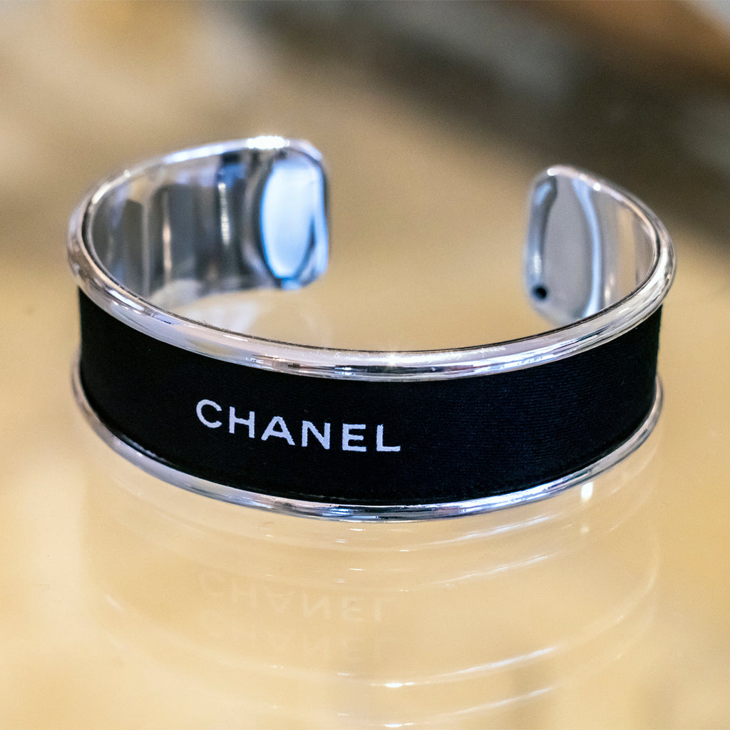 Designer Inspired Cuff Bracelet in Black & Silver