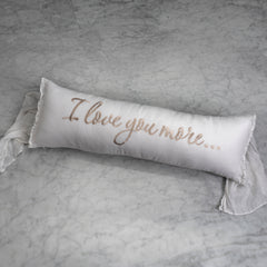 I Love You More Lumbar Pillow in White
