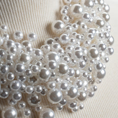 Pearl Cluster Necklace in Creamy White